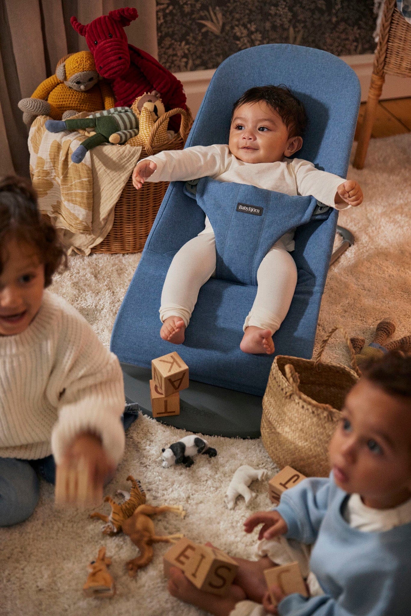 BabyBjorn Bouncer Bliss Woven Melange, Blue – Albee Baby