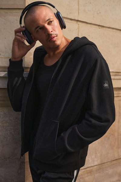 Renown Heavy Weight Full Zip Hoodie - Black | ALO