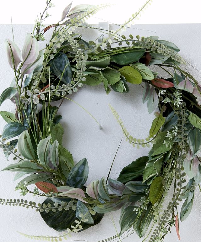 アーティフィシャルフラワーリース】ミックスリーフ・グリーンリース