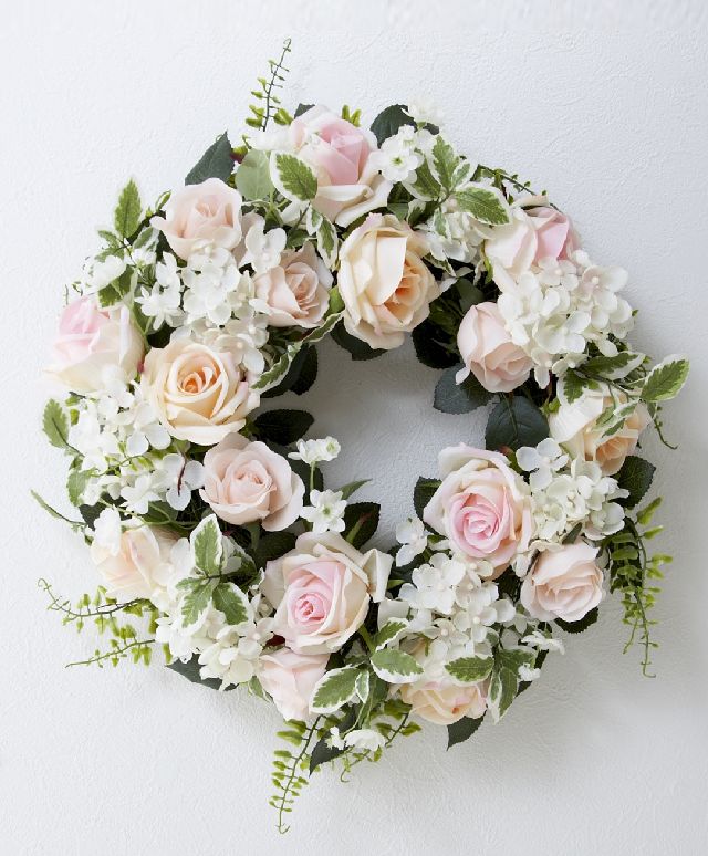 造花・アーティフィシャルフラワーリース】ミックスフェミニンローズ