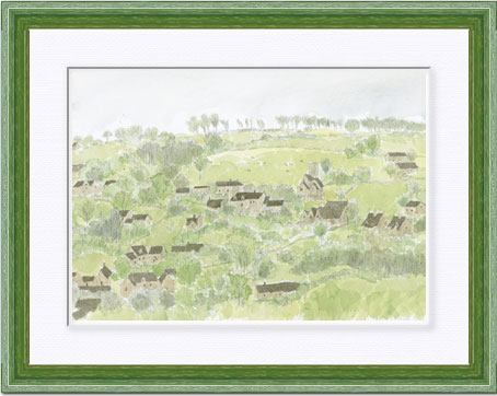 安野光雅 絵画(版画額装品/ジクレー) コッツウェルズ/イギリス 3880