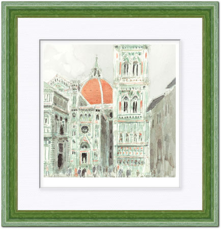 安野光雅 絵画(版画額装品/ジクレー) フィレンツェ イタリア 6720