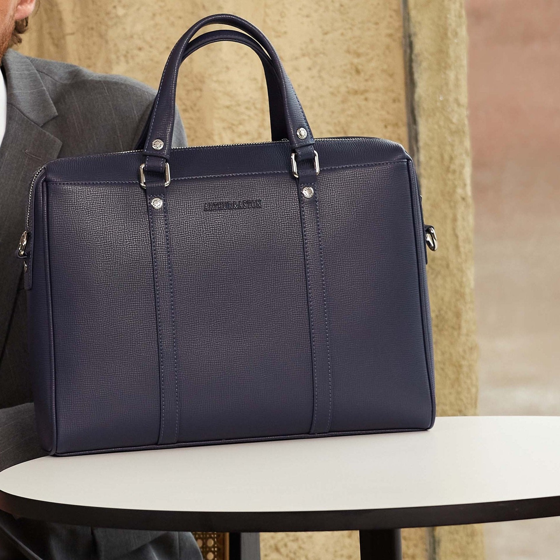 Nelson split leather briefcase 2312-01