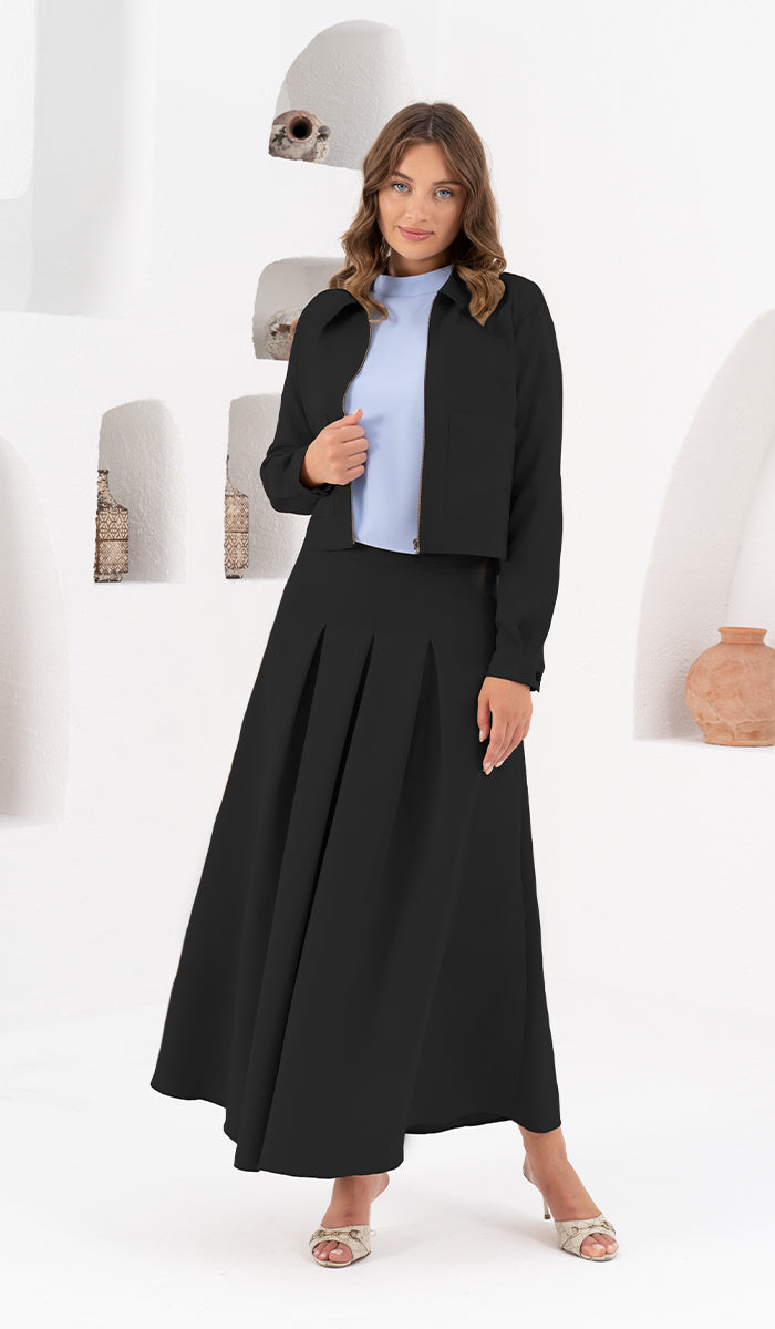 Mia Black Flowy Long Maxi Skirt | Modest Skirts | Artizara
