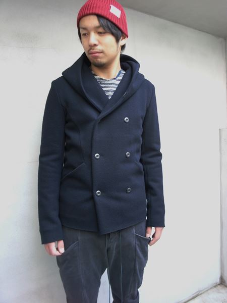 KAZUYUKI KUMAGAI カシミヤ混ストレッチメルトン フーデッドショート