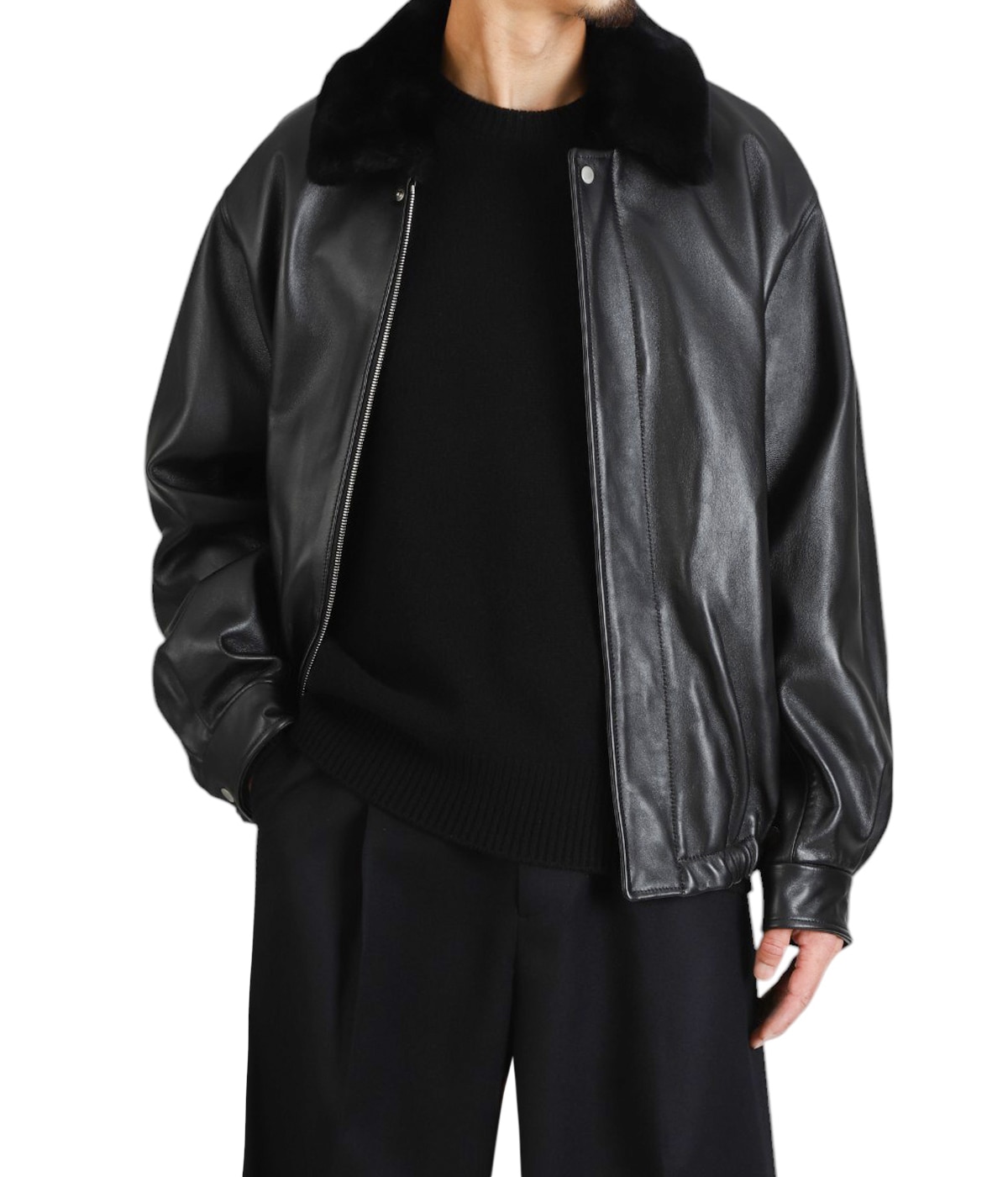 MOUTON COLLAR SHEEP LEATHER ZIP JACKET | ssstein(シュタイン