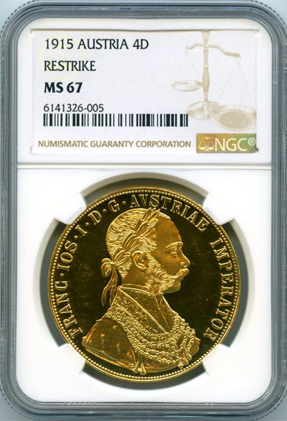 オーストリア フランツ・ヨーゼフ1世 1915年 4ダカット 金貨 リスト