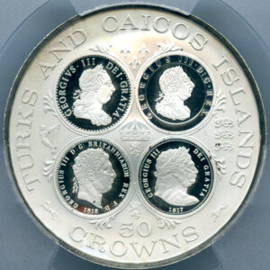 タークスカイコス ジョージ3世 1977年 50クラウン 銀貨 PCGS PR66DCAM