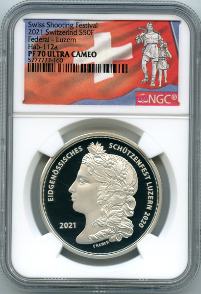 最高鑑定＆稀少『スイス現代射撃祭ルツェルン銀貨』2013年：PF70UC