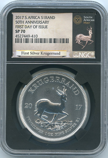 南アフリカ クルーガーランド50周年記念 2017年 1ランド銀貨 NGC SP70