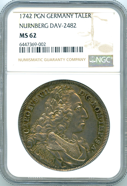 ドイツ ニュルンベルク 都市景観 1742PGN ターラー 銀貨 NGC MS62