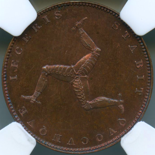 マン島 ヴィクトリア ヤングヘッド 1839年 ファージング 銅貨 NGC
