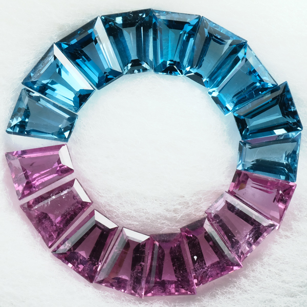 ピンクトルマリン＋ブルートパーズ テーパー 17pcs セット - アサオ