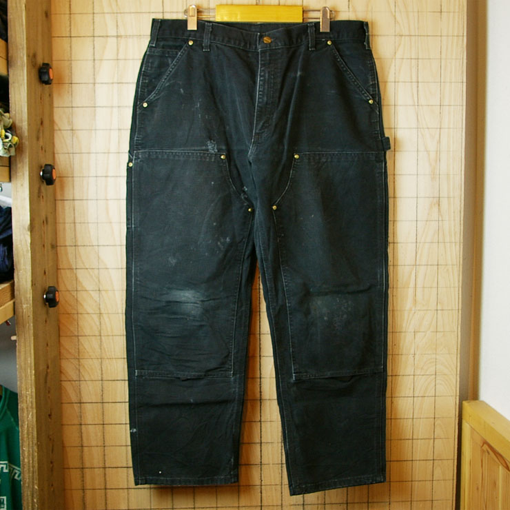 古着USA製カーハートダブルニーペインターパンツ黒(ブラック