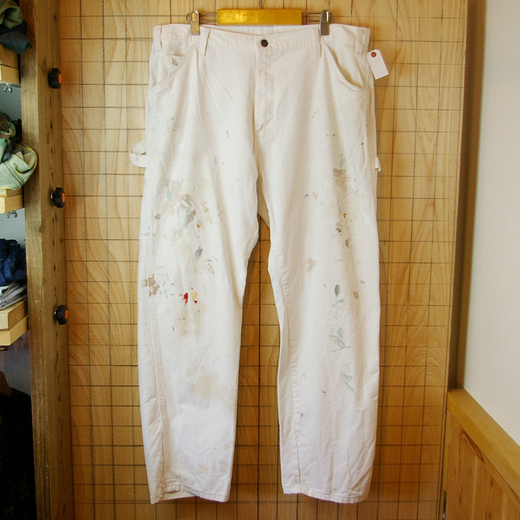 Dickies】古着ホワイトペンキダメージペインターワークパンツ
