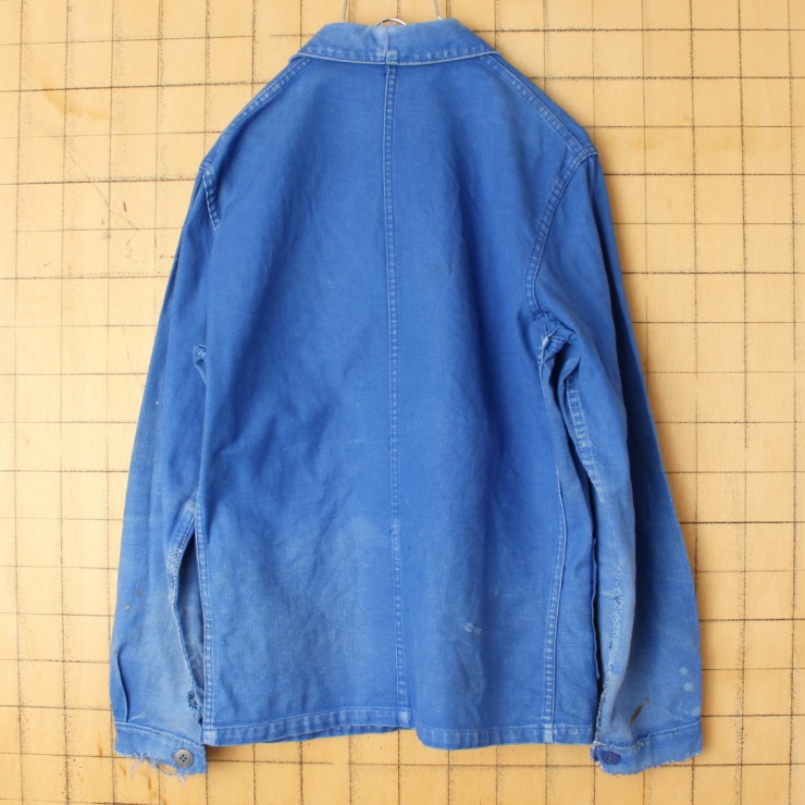 60s 70s EURO コットン ワーク ジャケット カバーオール メンズM相当