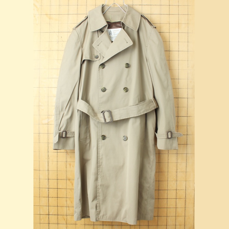 70s 80s USA LONDON FOG トレンチ コート メンズML相当 ベージュ ボア