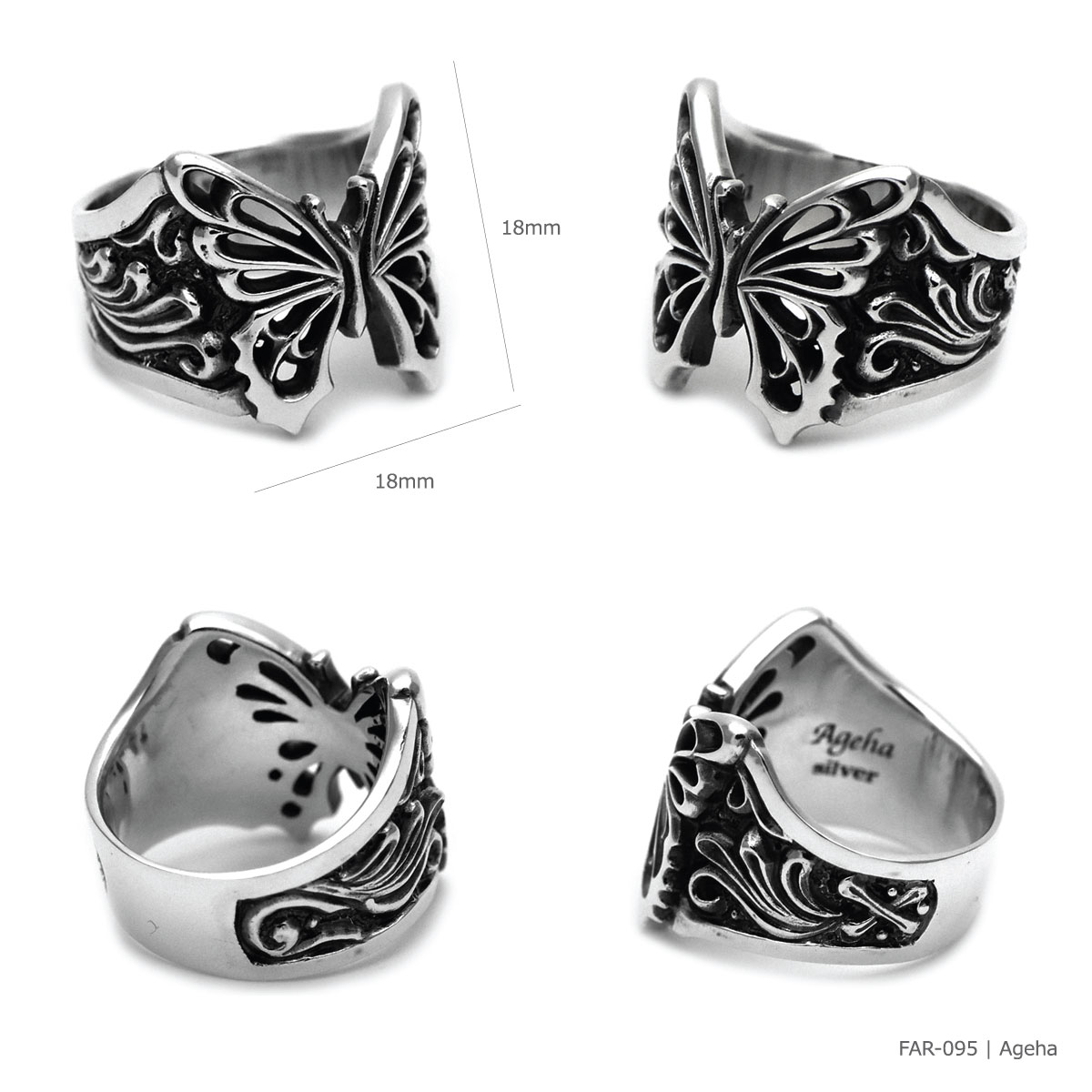 アゲハ 蝶 デザイン シルバー925 リング 指輪【Ageha|アゲハ】Ageha