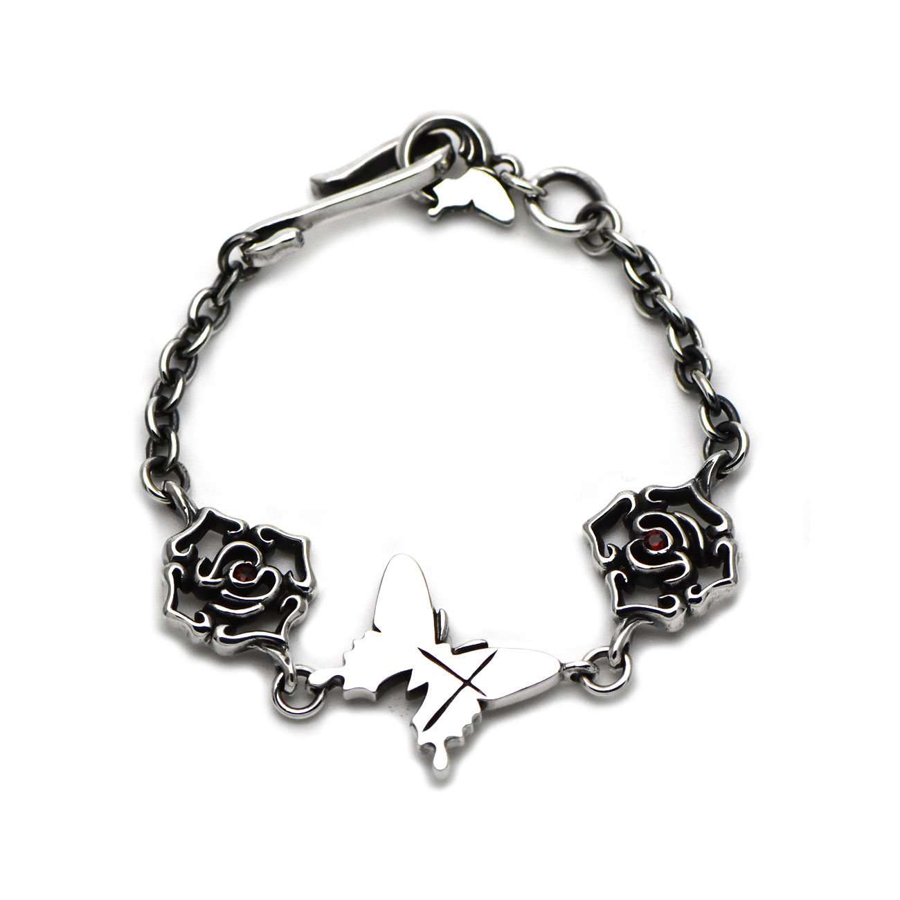 アゲハ 蝶 薔薇 デザイン シルバー925 ブレスレット[誕生石]【Ageha