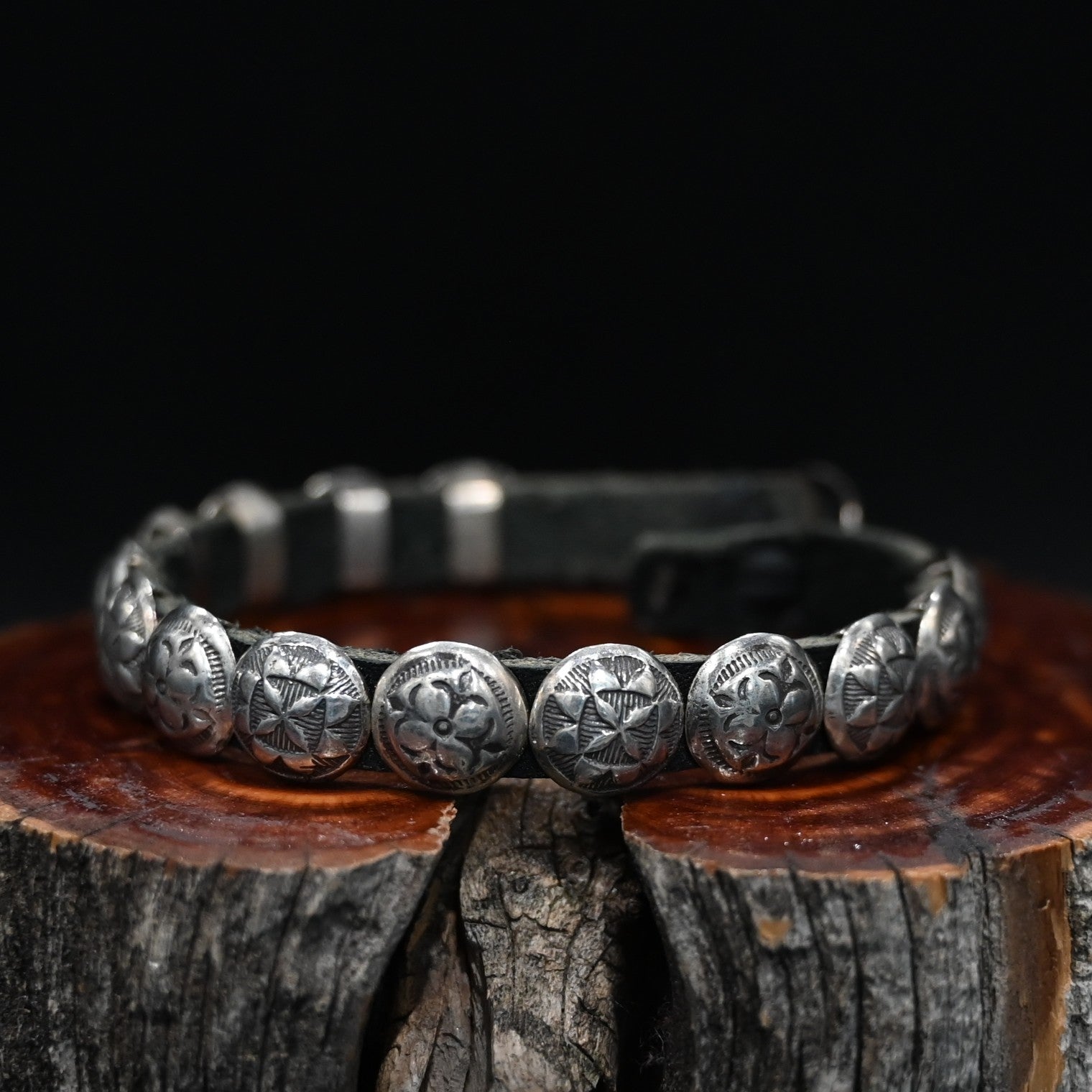 Sunwest Silver Leather Concho Bracelet – Atomic 79