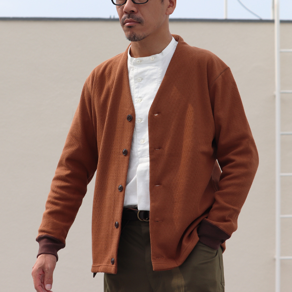 ボンバーヒート】爆暖ハニカムサーマル モックVネック カーディガン