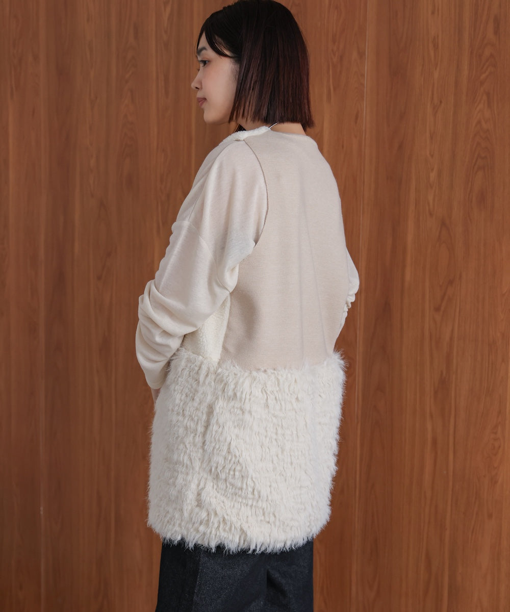 WEB限定】ボア×ファーニットベスト