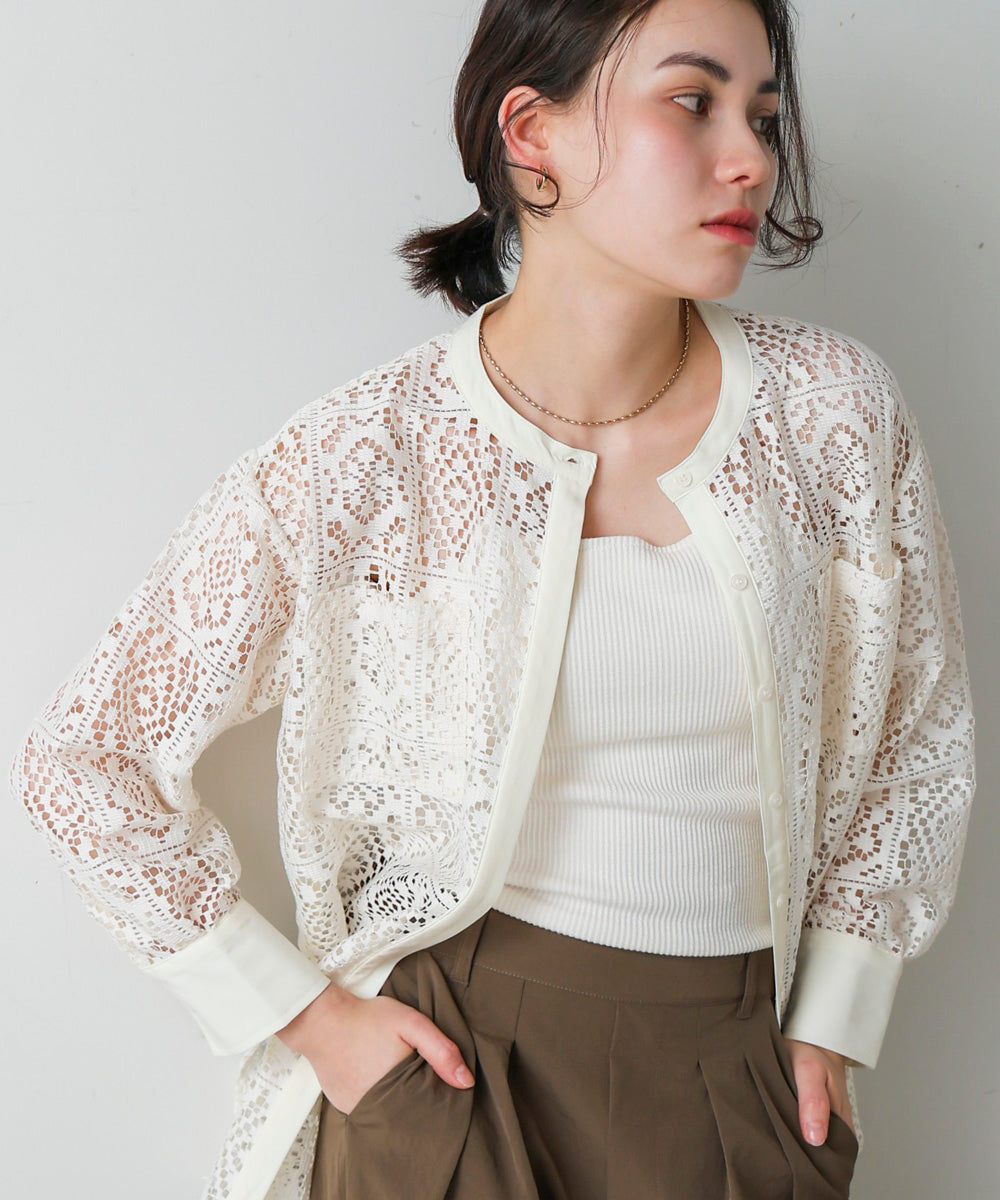 レーススタンドシャツ