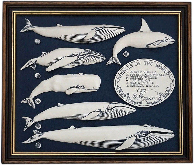 額 世界の鯨 （スクリムショウ 牙細工）｜ セーラーの伝統工芸スクリム