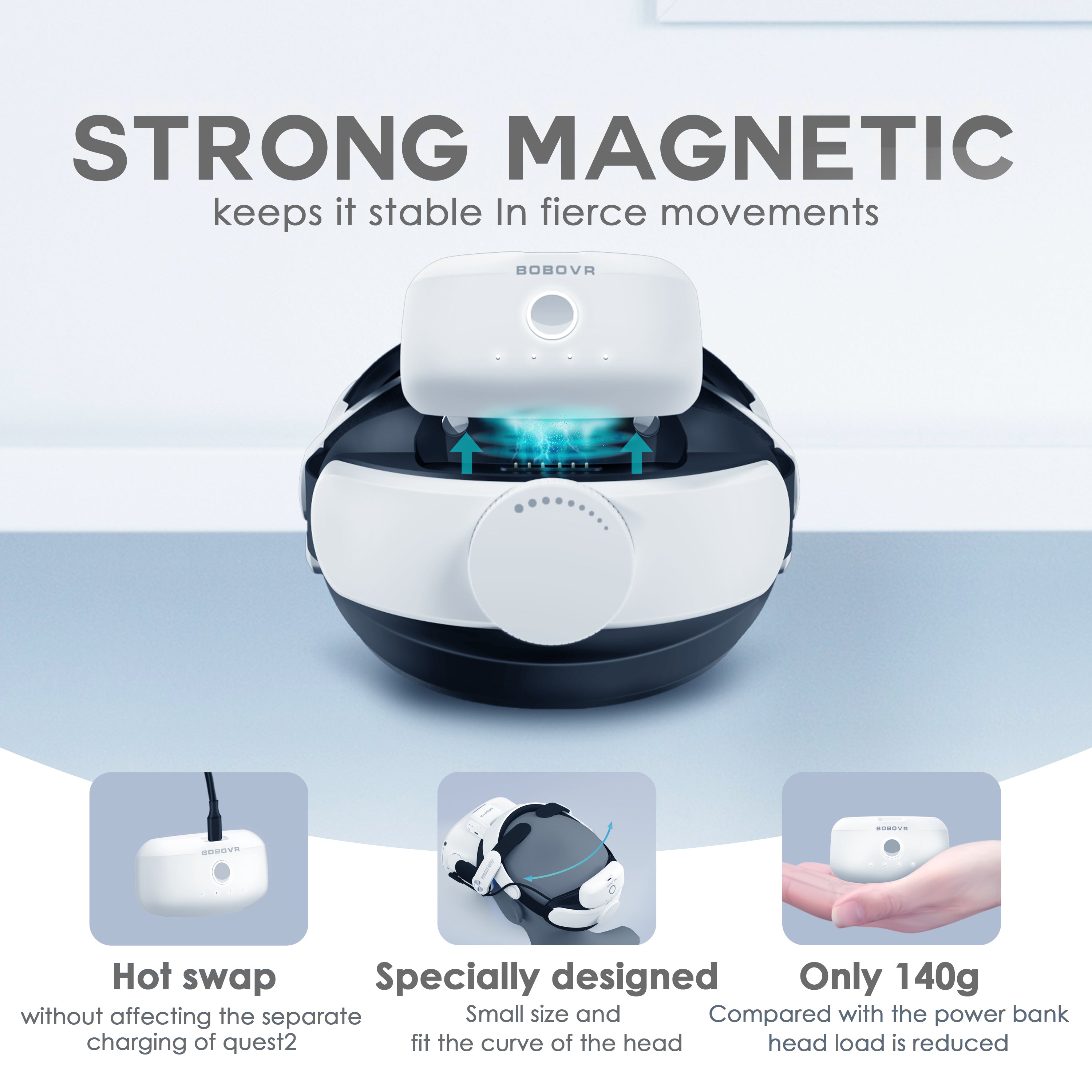 BOBOVR M2 Pro バッテリーストラップ for Quest 2 - 軽量＆マグネット式