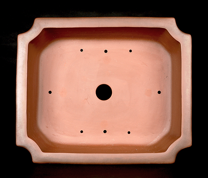 紫泥外縁隅切額面長方鉢 中國宜興款【朱泥外縁袋