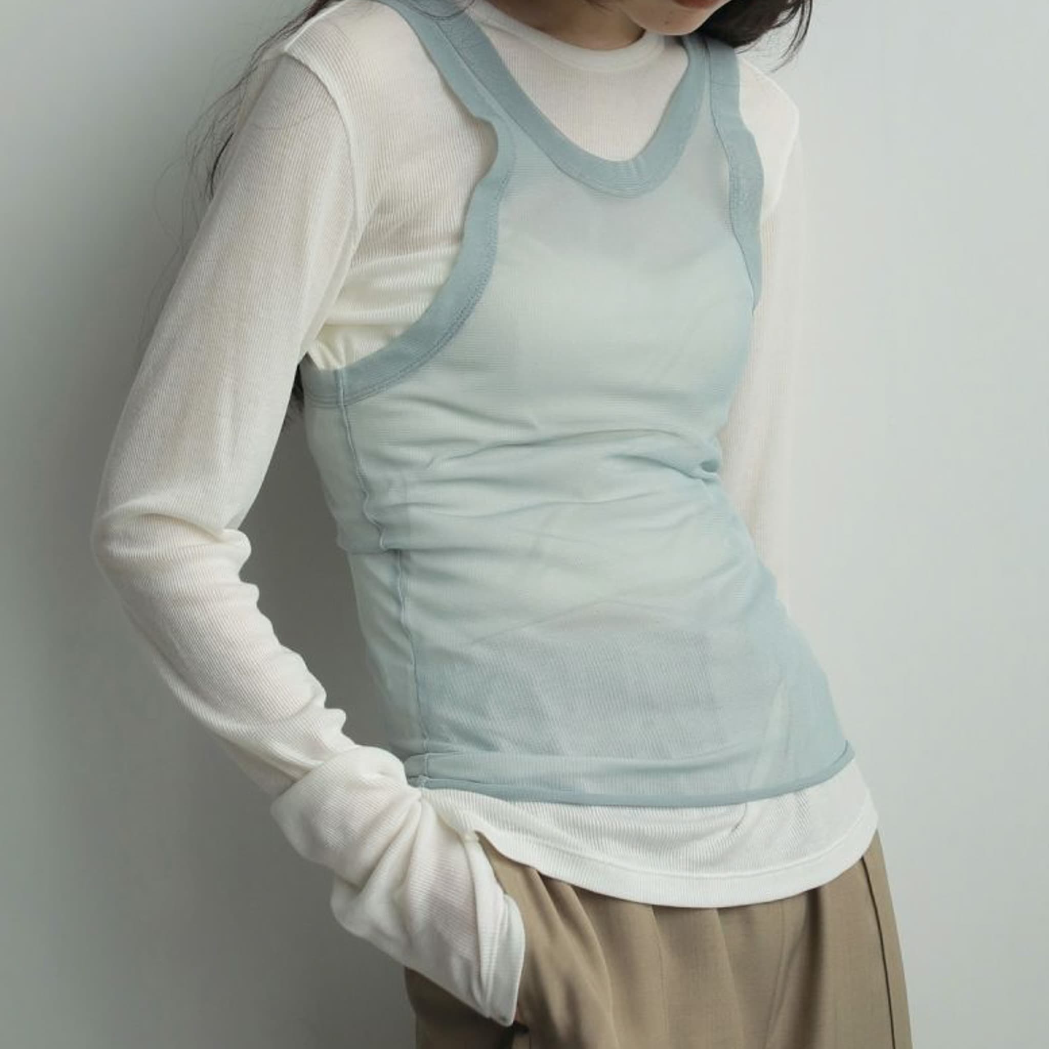 anuke アンヌーク レイヤード シアー ロング Tシャツ｜BORN FREE