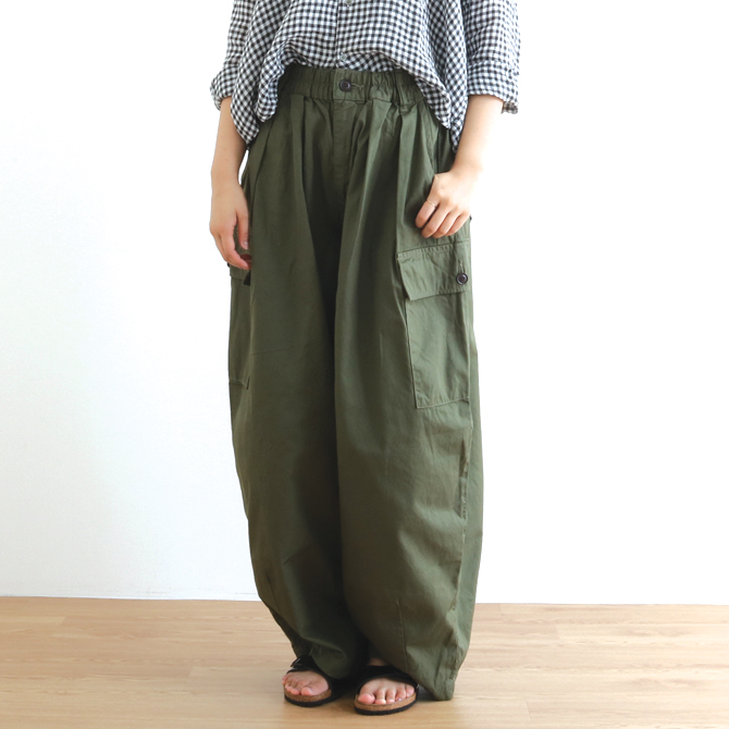 HARVESTY ミリタリーグリーン ワイドパンツ サイズ0