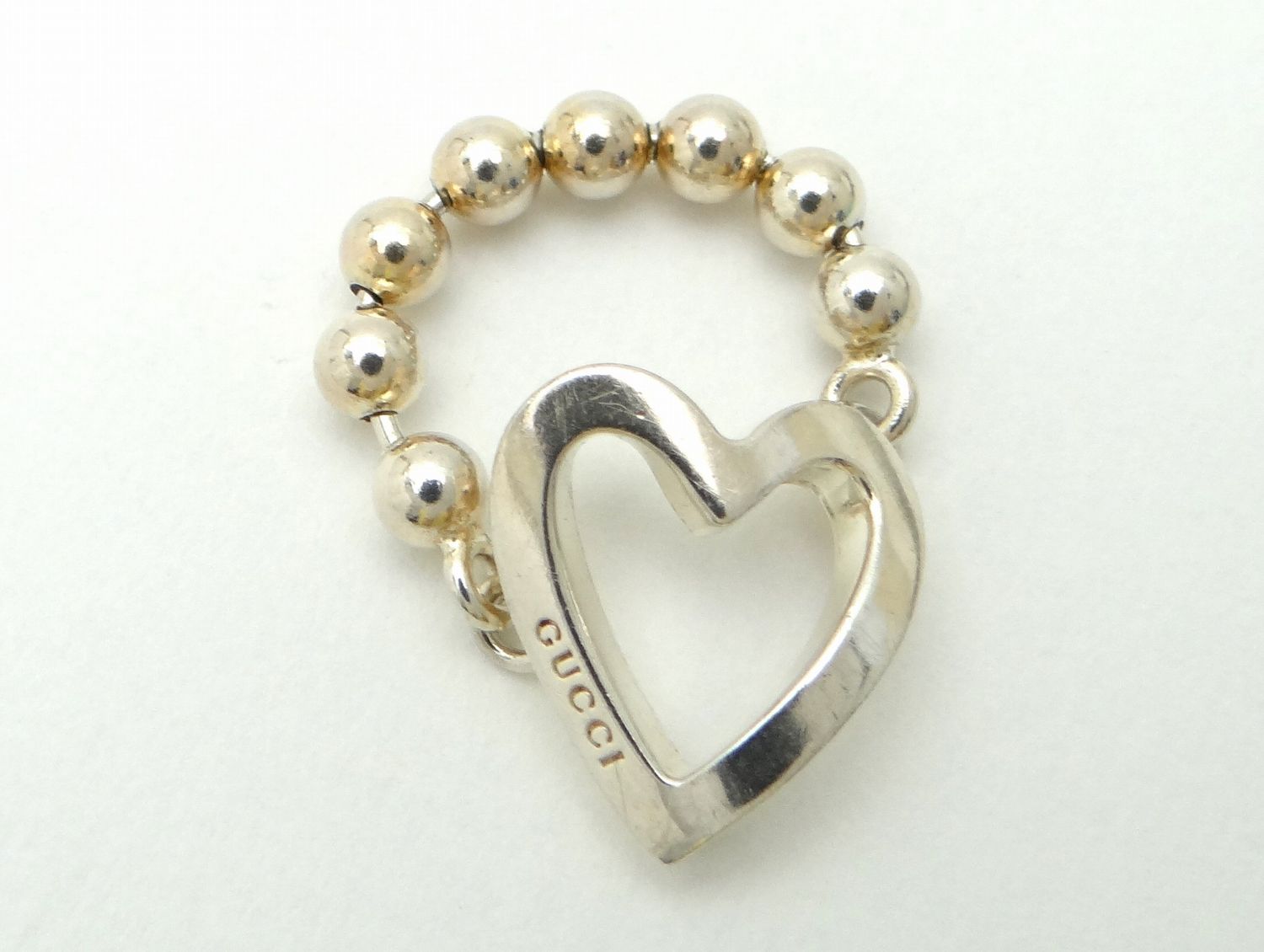 GUCCI グッチ ハート ボールチェーン リング 指輪 SV925 ＃11 USED品