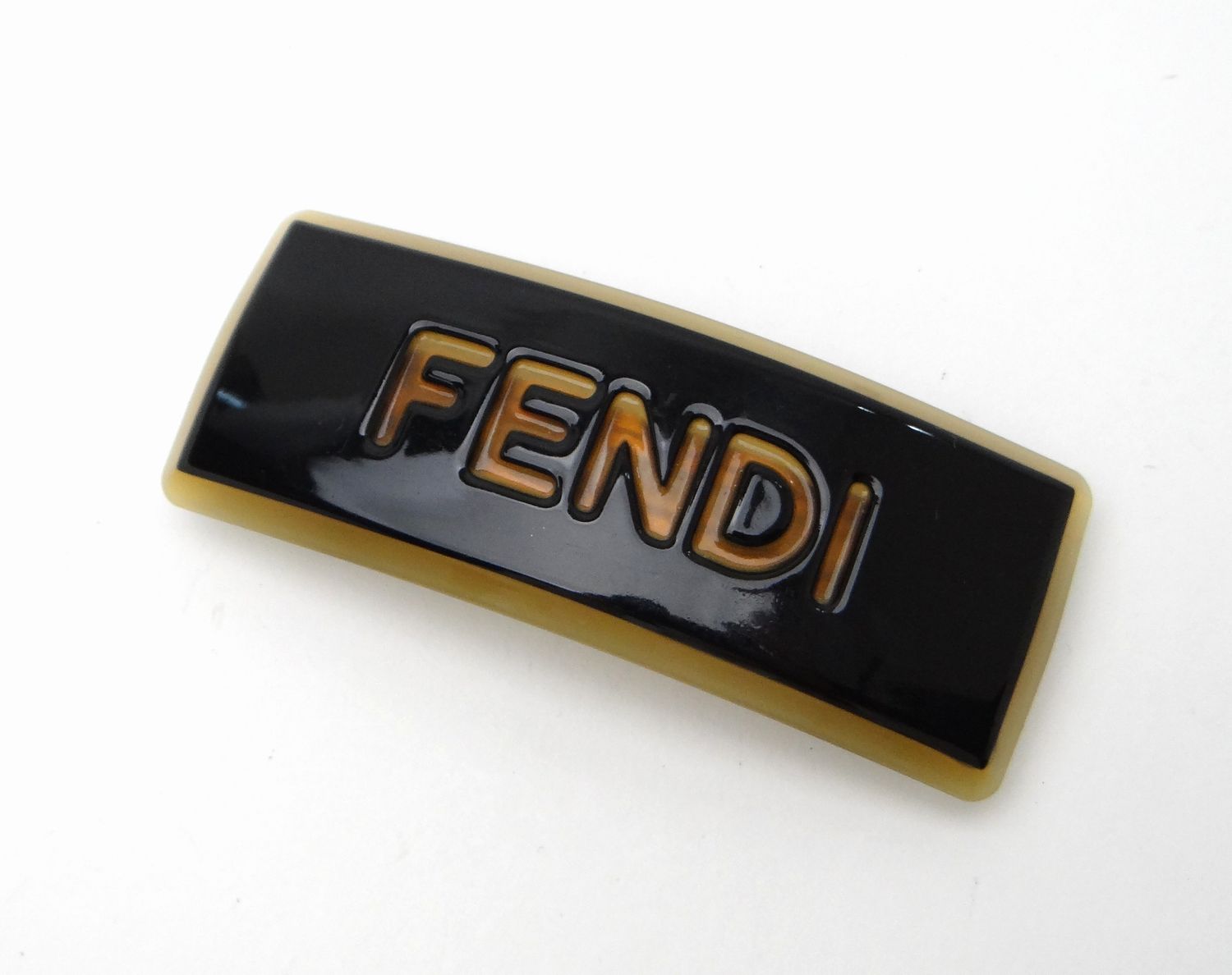 FENDI フェンディ ロゴ バレッタ ヘアアクセサリー ブラック×ベージュ