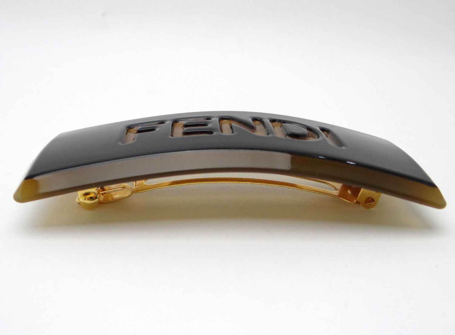 FENDI フェンディ ロゴ バレッタ ヘアアクセサリー ブラック×ベージュ