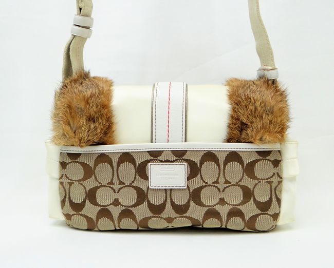 COACH コーチ 3589 シグネチャー ファー付 ショルダーバッグ