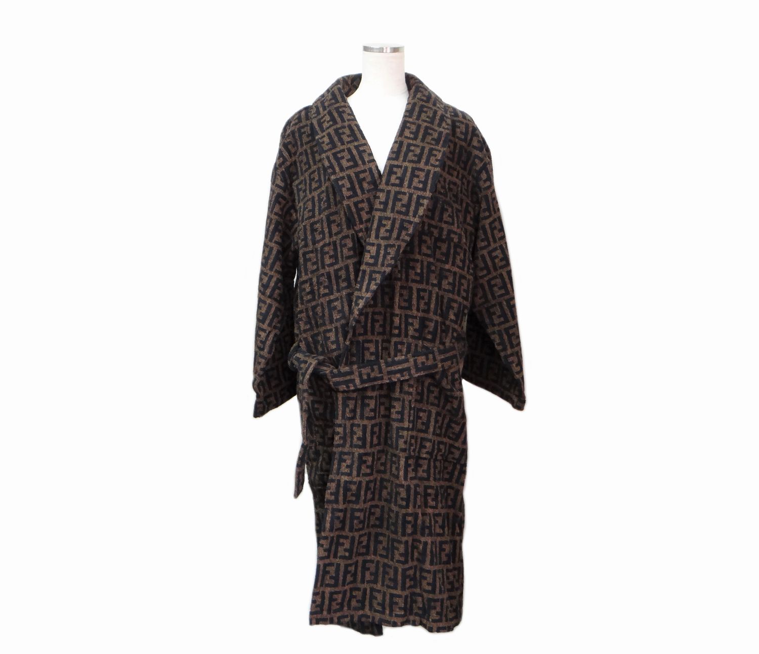 FENDI フェンディ ズッカ柄 コットン100％ ガウン バスローブ ブラウン