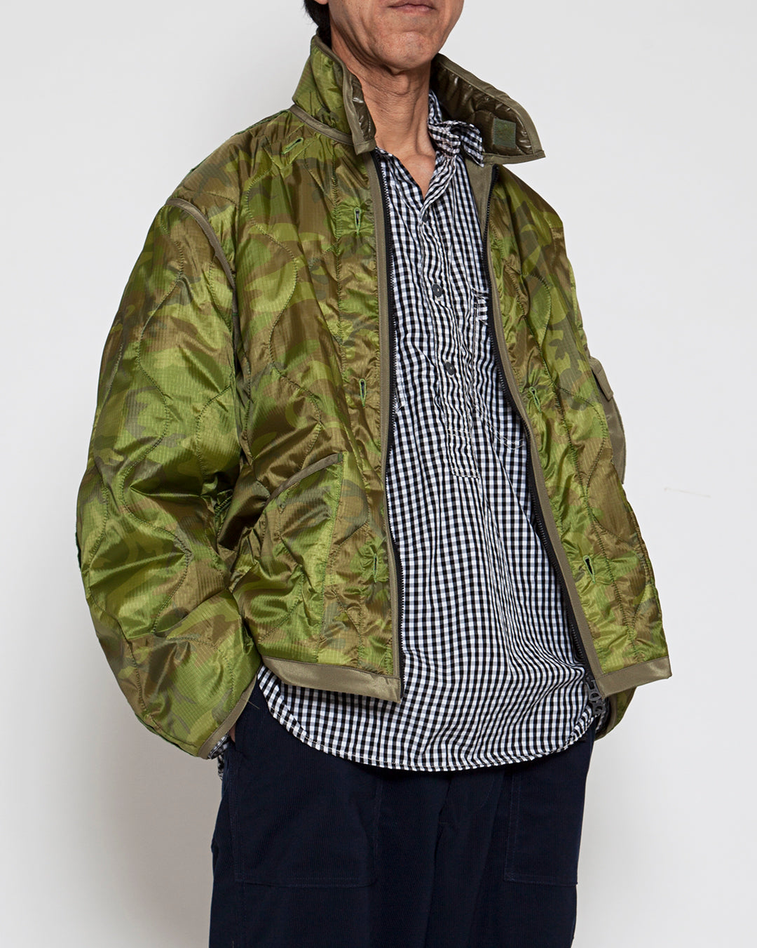 CJ020・ COMBAT QUILTING LINER JACKET / Green Leaf Camouflage – THE