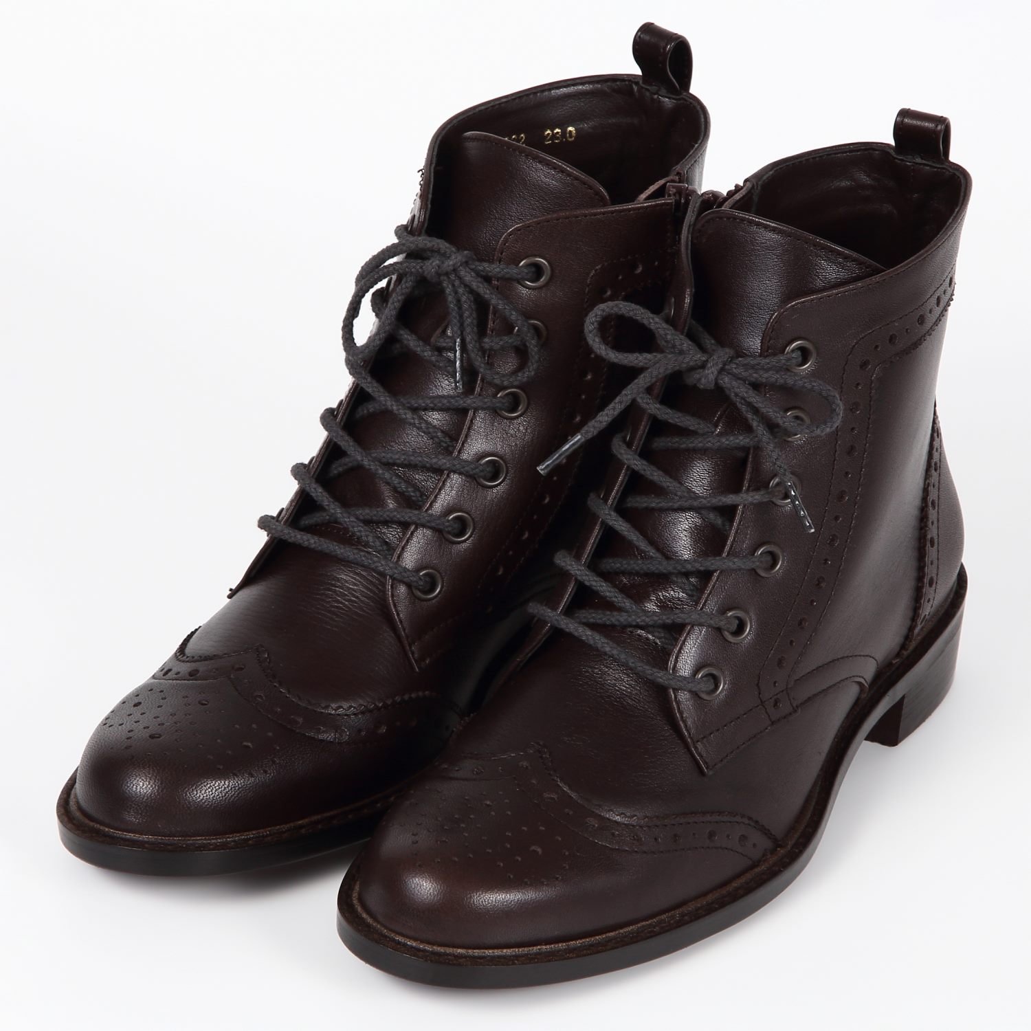 BARCLAY ファスナー付レースアップブーツ レッドブラウン｜BARCLAY