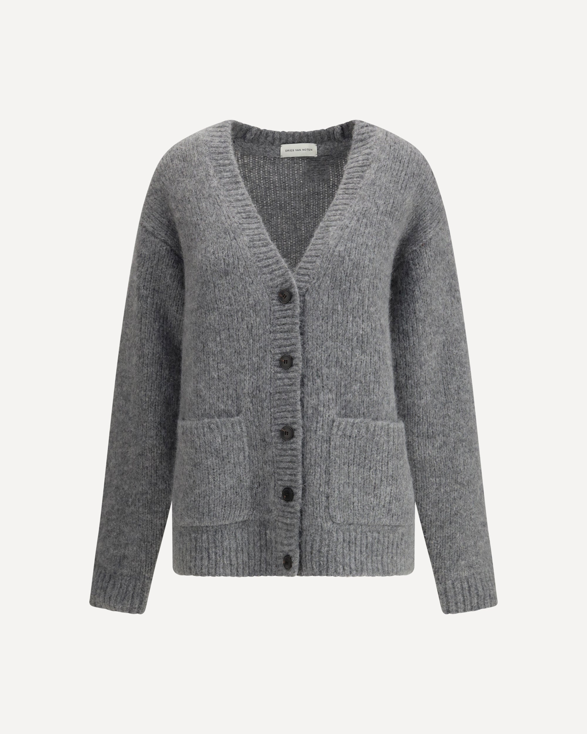 DRIES VAN NOTEN V-neck Alpaca and Wool-blend Cardigan GREY | Base Blu