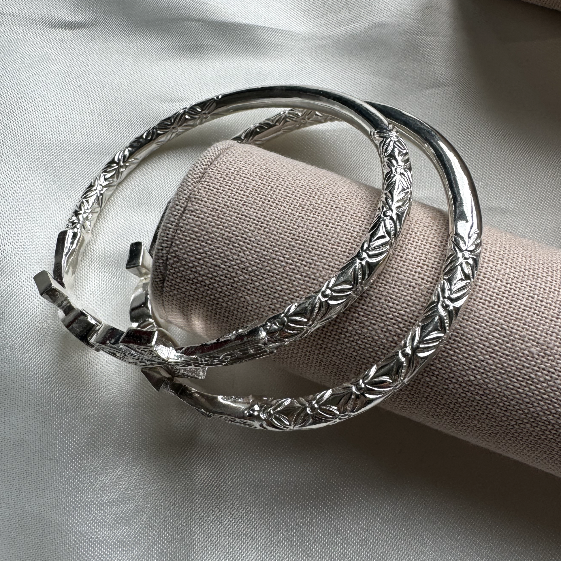 Better Jewelry Solid .925 West Indian Silver Bangles with Large