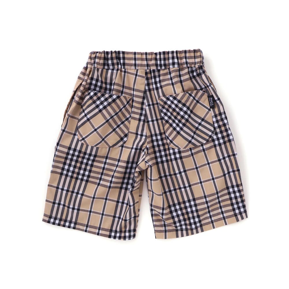 お揃い】チェック柄ボーダー柄ハーフパンツ(90~130cm)(90cm ネイビー系