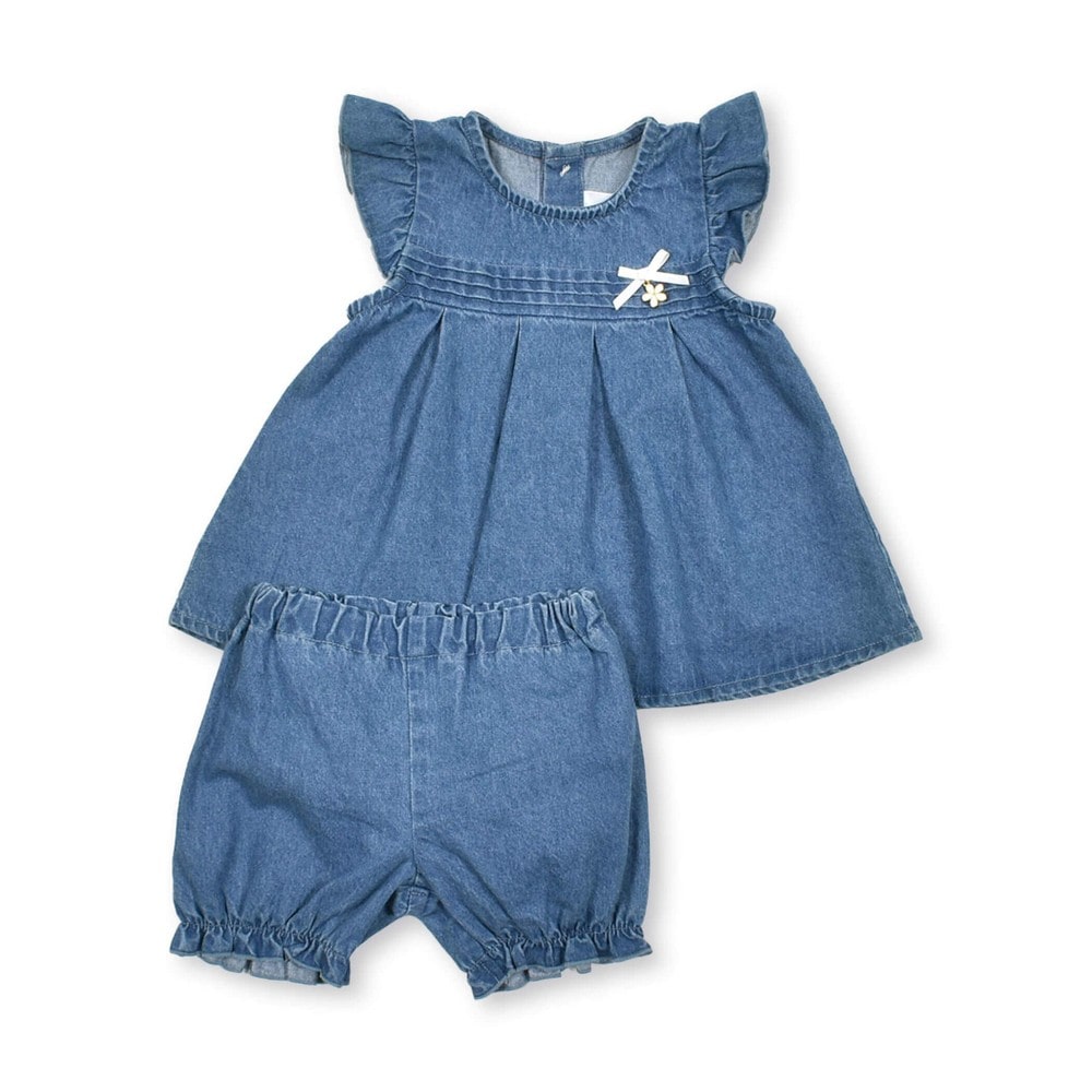 お揃い】花柄デニムタックチュニック+ブルマセットアップベビー(70