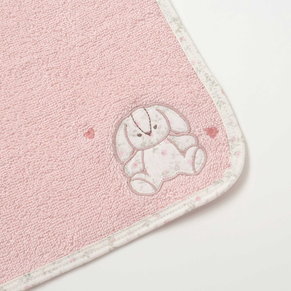 アニマルウサギクマ恐竜ふわふわハンカチベビー(ﾜﾝｻｲｽﾞ ピンク(ウサギ