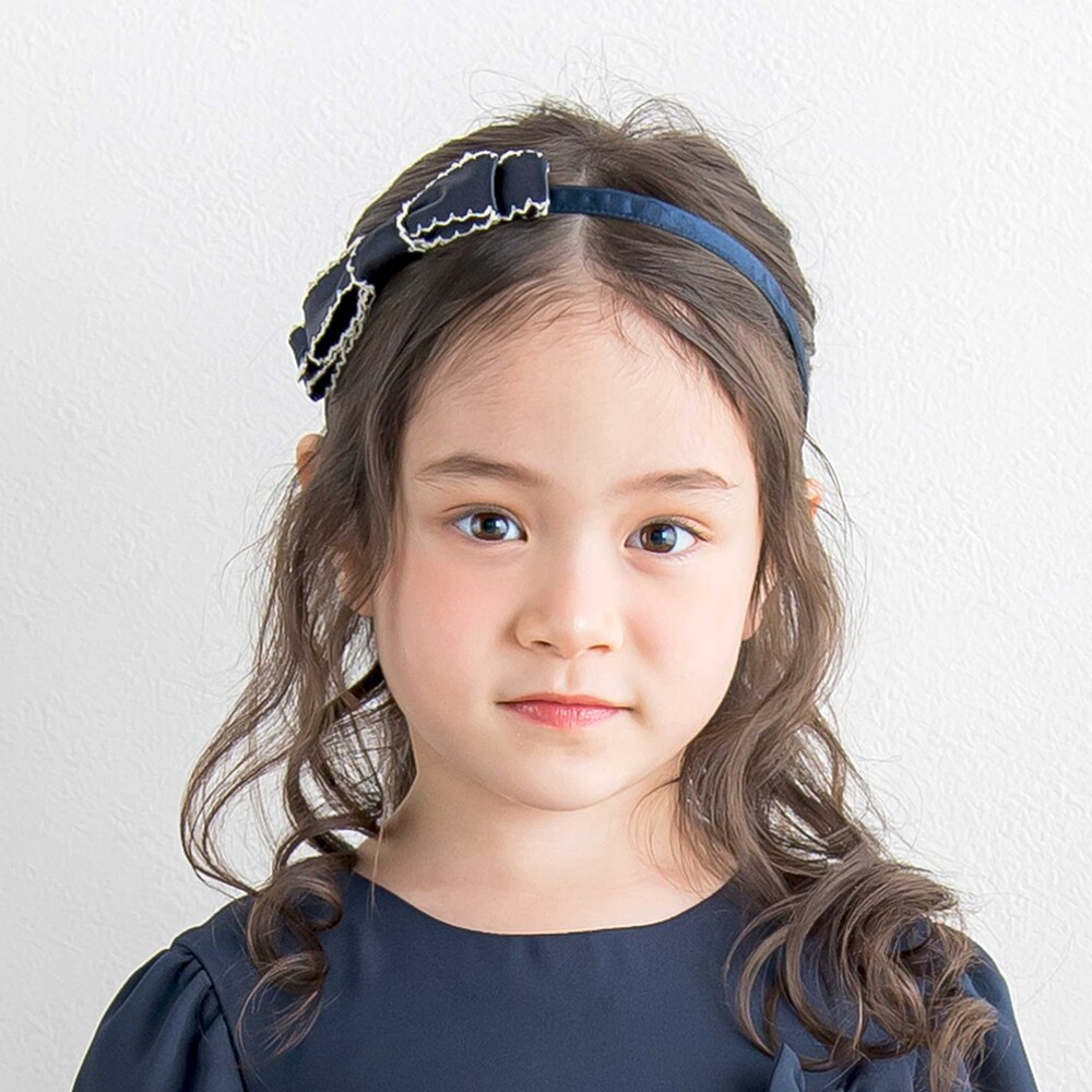 日本製】ピコレースリボンカチューシャ(ワンサイズ ネイビー): グッズ