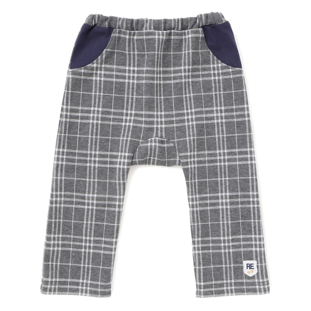 チェック柄ジャガードロングパンツ(70~90cm)(S(70-80cm) グレー系