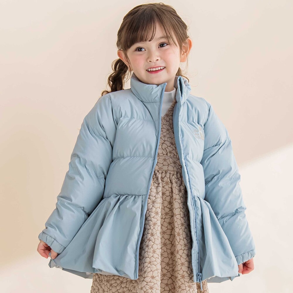 ペプラム付きタフタダウンコート(90~130cm)(90cm ピンク): ジャケット