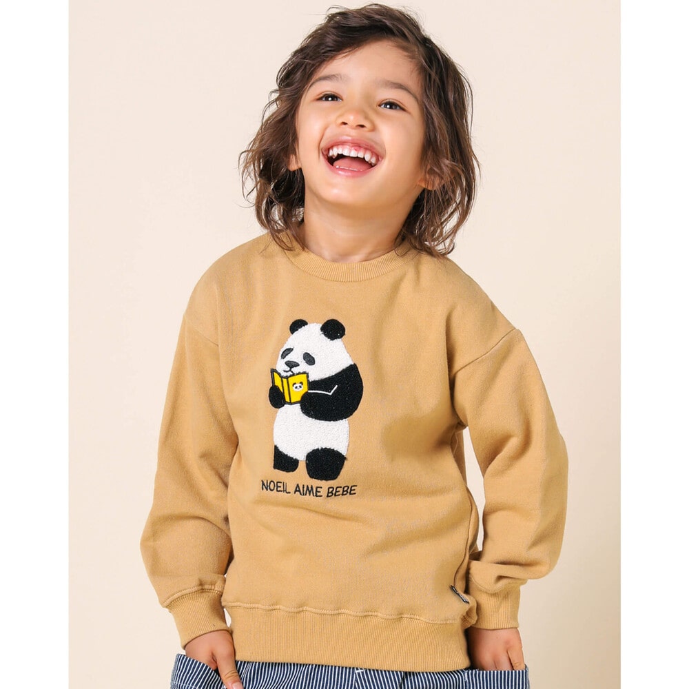 パンダ クマ アニマル サガラ刺繍 裏毛 トレーナー (80~130cm)(80cm