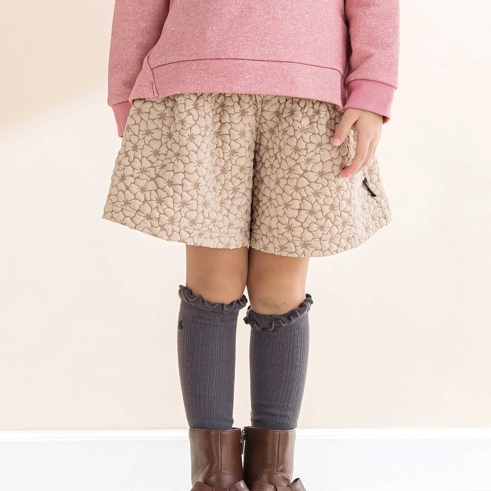 お揃い】花柄ふくれJQキュロットパンツ(90~130cm)(90cm ベージュ