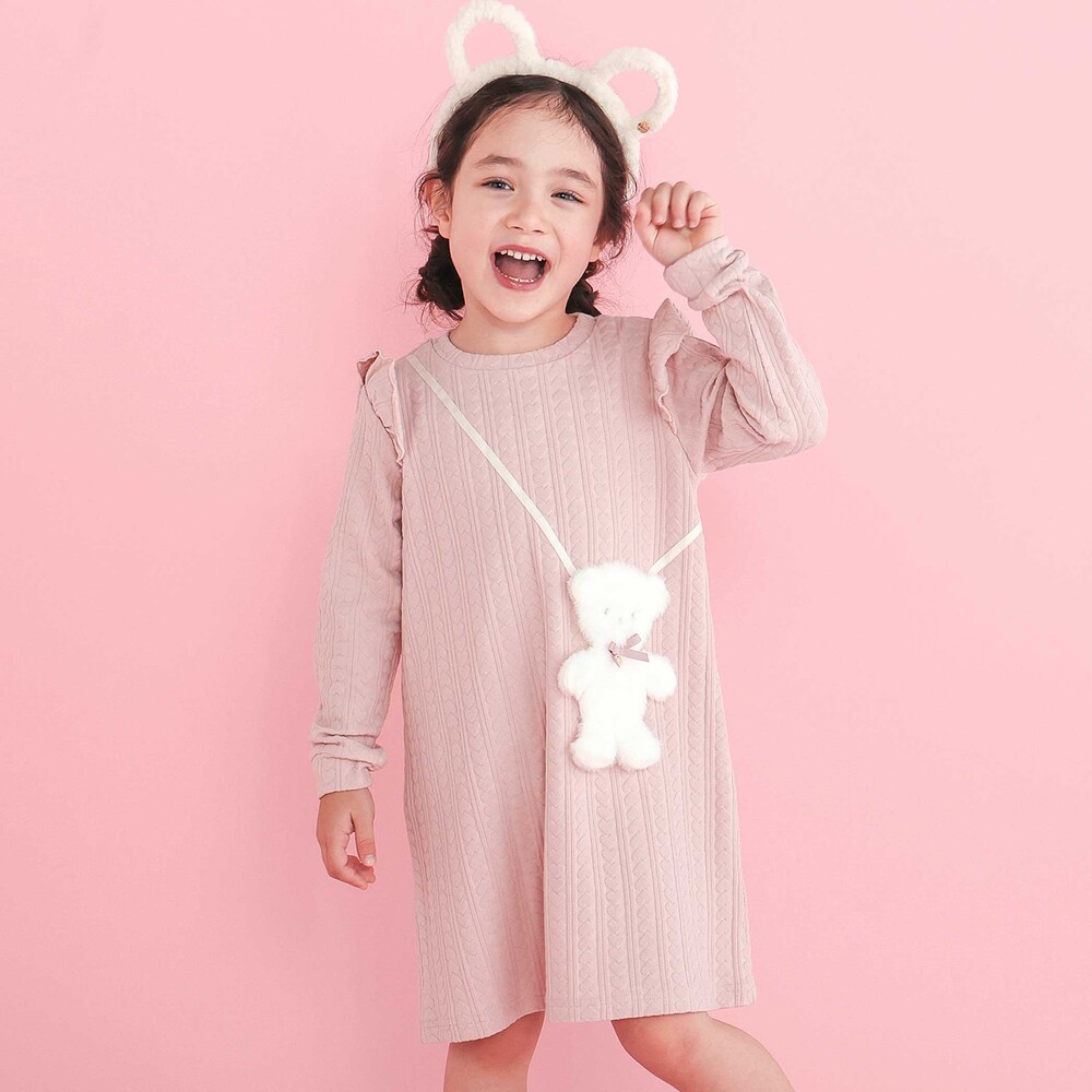 お揃い】アニマルクマふわふわポシェット風ワンピース(80~130cm)(80cm